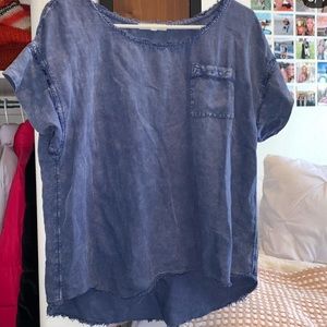 Anthropologie washed denim blouse